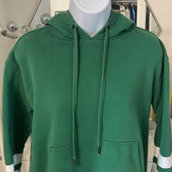 MTWTFSS WEEKDAY green Lynn Hoodie Stripe sweatshirt XS preowned - Picture 2 of 7